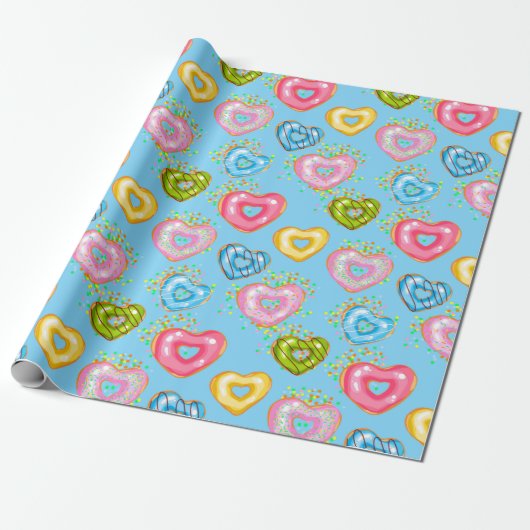 Ontwerp 2 van de Donuts Sweet & Bright Donuts-reek Cadeaupapier (Uitgerold)