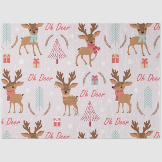 Ontwerp 2 van de kerstpas Deer Reeks Tissuepapier (Voorkant)