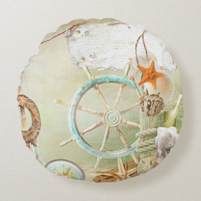 Ontwerp 2 van de Nautische Reeks Rond Kussen (Voorkant)