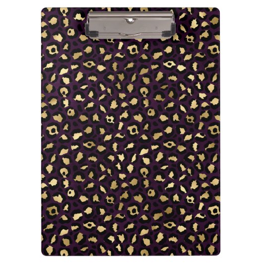 Ontwerp 2 van de Paarse en Gold Leopard-reeks Klembord (Voorkant)