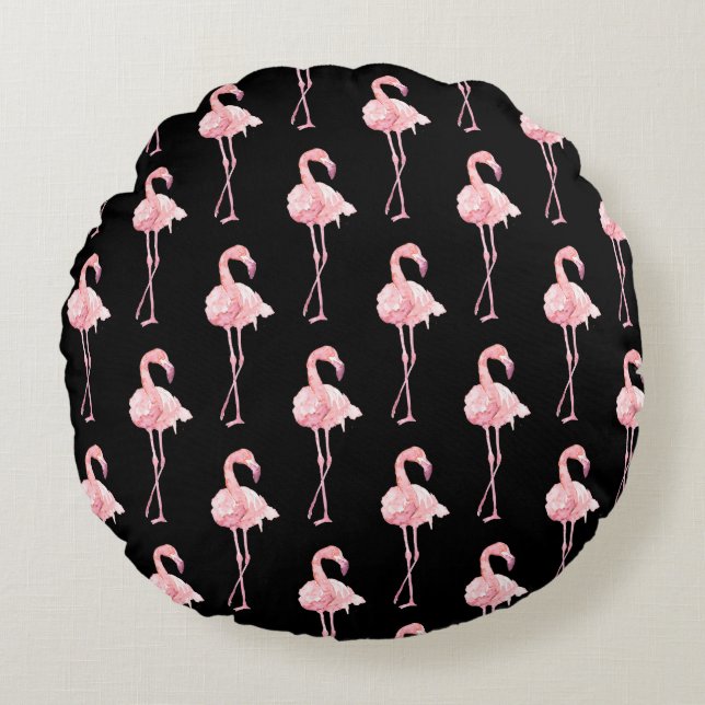 Ontwerp 2 van de Reeks van de Flamingo van de Tend Rond Kussen (Voorkant)