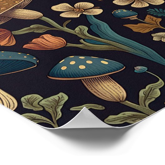 Ontwerp 2 van paddenstoel en bloemenpatroon poster (Hoek)