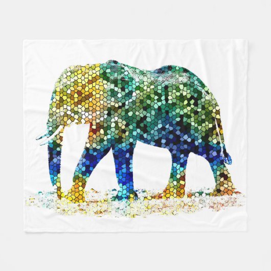 Ontwerp 36 Mozaïekolifant Fleece Deken (Voorkant (Horizontaal))