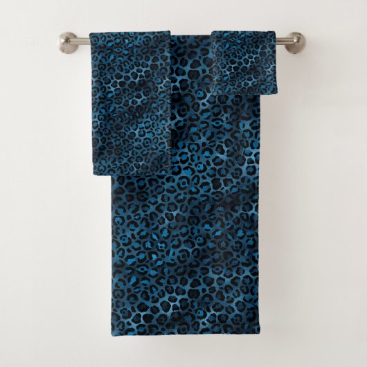 Ontwerp 3 van de blauw- en Gold-leopard-reeks Bad Handdoek (Insitu)
