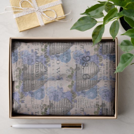 Ontwerp 3 van de blauwe bijenreeks tissuepapier (Geschenk)