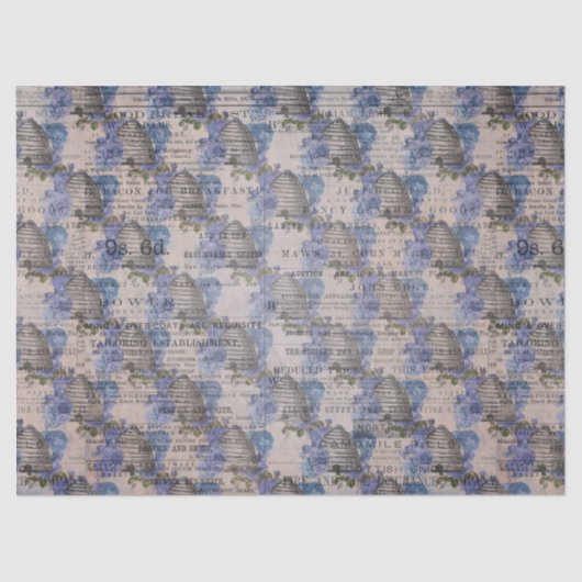 Ontwerp 3 van de blauwe bijenreeks tissuepapier (Voorkant)