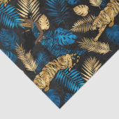 Ontwerp 3 van de blauwe en goudtijgerreeks tissuepapier (Detail)