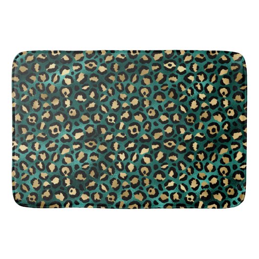 Ontwerp 3 van de blauwgroen en Gold Leopard-reeks Badmat (Voorkant)