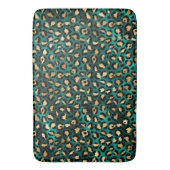 Ontwerp 3 van de blauwgroen en Gold Leopard-reeks Badmat (Voorkant Verticaal)