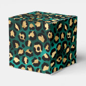 Ontwerp 3 van de blauwgroen en Gold Leopard-reeks Bedankdoosjes (Achterkant)