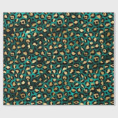 Ontwerp 3 van de blauwgroen en Gold Leopard-reeks Cadeaupapier (Vlak)