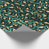 Ontwerp 3 van de blauwgroen en Gold Leopard-reeks Cadeaupapier (Hoek)