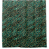 Ontwerp 3 van de blauwgroen en Gold Leopard-reeks Douchegordijn (Voorkant)