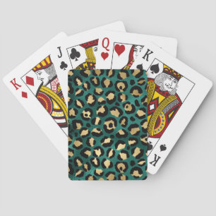 Ontwerp 3 van de blauwgroen en Gold Leopard-reeks Pokerkaarten