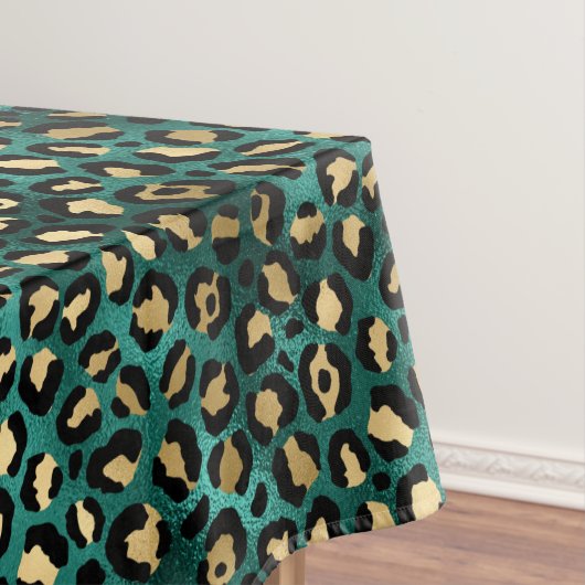 Ontwerp 3 van de blauwgroen en Gold Leopard-reeks Tafelkleed (Voorbeeld)