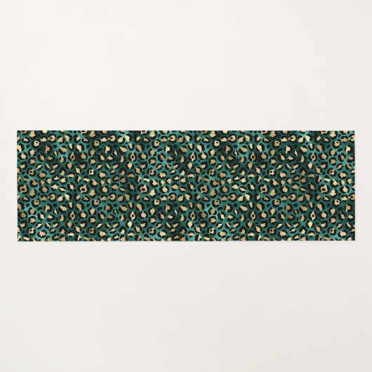 Ontwerp 3 van de blauwgroen en Gold Leopard-reeks Yogamat (Achterkant (horizontaal))