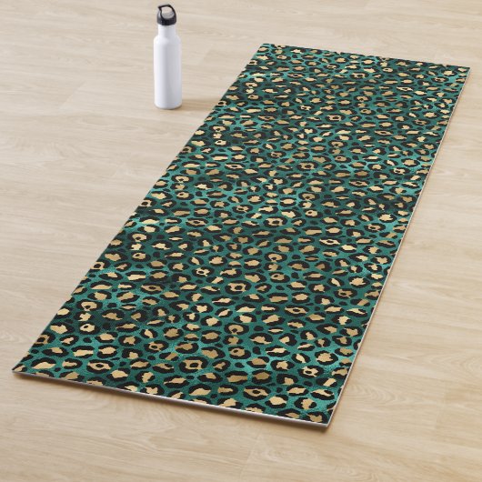 Ontwerp 3 van de blauwgroen en Gold Leopard-reeks Yogamat (In situ)