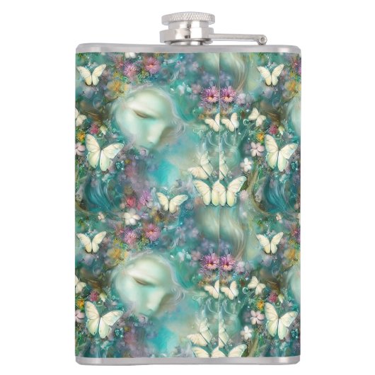 Ontwerp 3 van de Mytical Butterfly-reeks Heupfles (Achterkant)