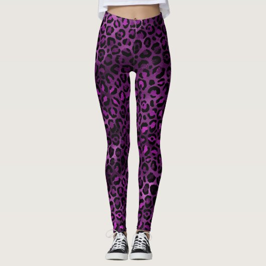 Ontwerp 3 van de Paarse en Gold Leopard-reeks Leggings (Voorkant)