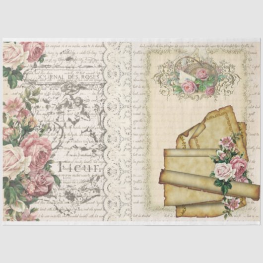 Ontwerp 3 van de Victoriaans Shabby Chic-reeks Tissuepapier (Voorkant)