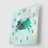 Ontwerp 41 Turquoise Crab Vierkante Klok (Hoek)