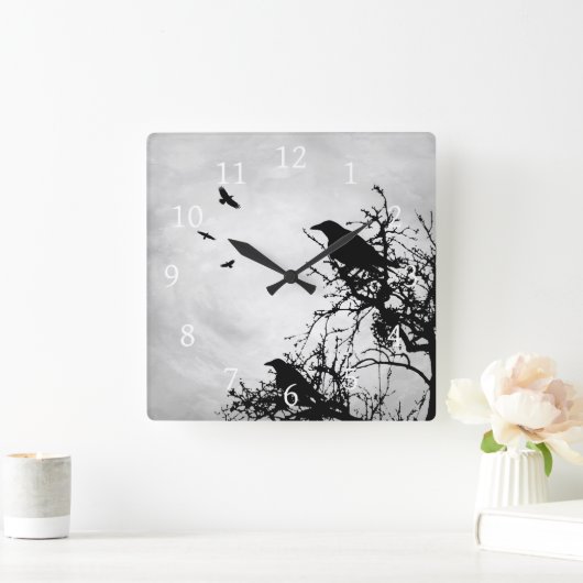 Ontwerp 43 Crow Bird Vierkante Klok (Huis)