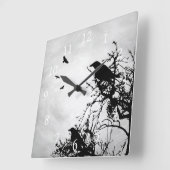 Ontwerp 43 Crow Bird Vierkante Klok (Hoek)