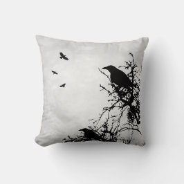 Ontwerp 43 Crow Raven Birds Grijs Kussen