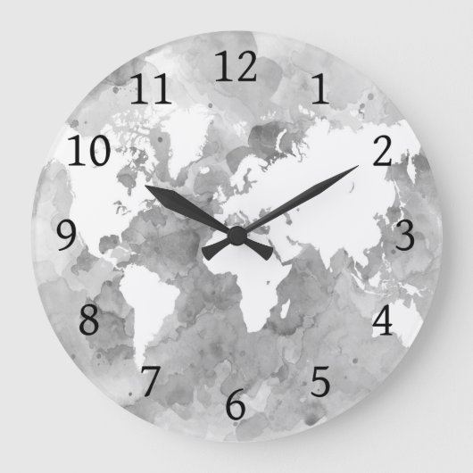 ontwerp 49 Grijze Wereldkaart Grote Klok (Voorkant)
