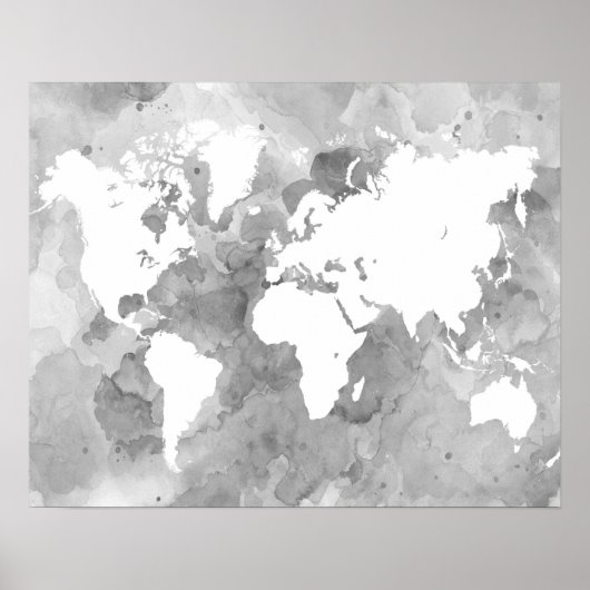ontwerp 49 Grijze Wereldkaart Poster (Voorkant)