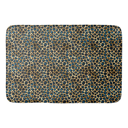 Ontwerp 4 van de blauw- en Gold-leopard-reeks Badmat (Voorkant)