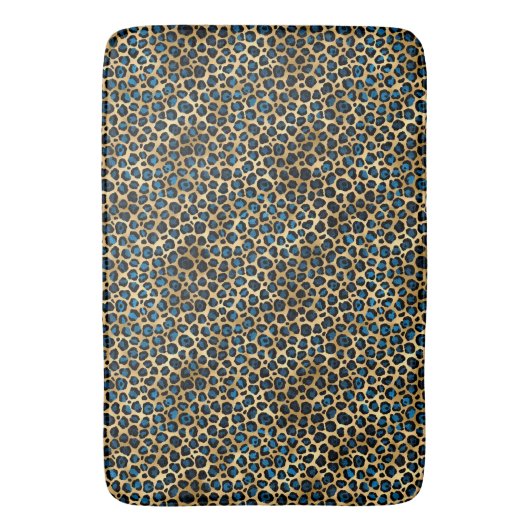 Ontwerp 4 van de blauw- en Gold-leopard-reeks Badmat (Voorkant Verticaal)