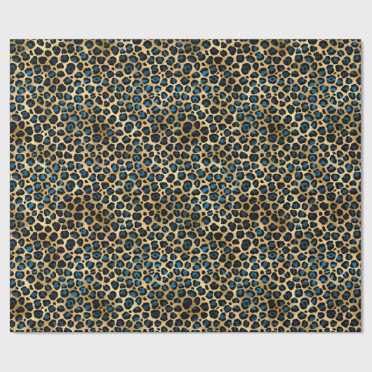 Ontwerp 4 van de blauw- en Gold-leopard-reeks Cadeaupapier (Vlak)