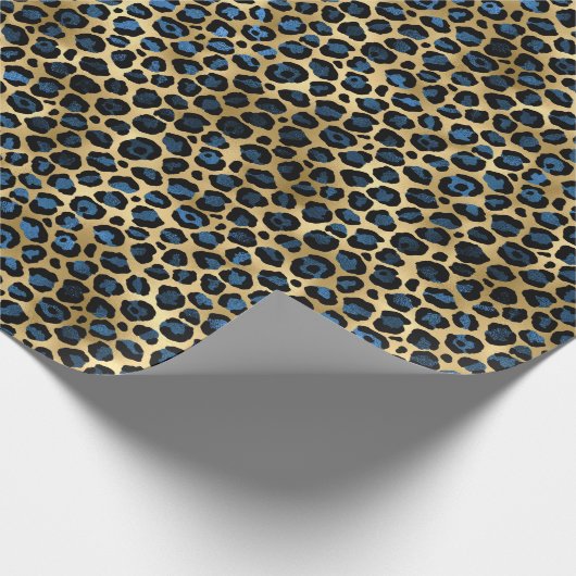 Ontwerp 4 van de blauw- en Gold-leopard-reeks Cadeaupapier (Hoek)