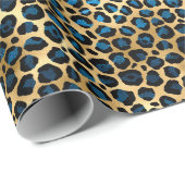 Ontwerp 4 van de blauw- en Gold-leopard-reeks Cadeaupapier (Rol Hoek)