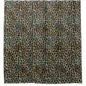 Ontwerp 4 van de blauw- en Gold-leopard-reeks Douchegordijn (Voorkant)
