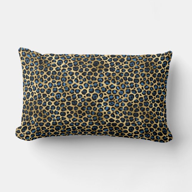 Ontwerp 4 van de blauw- en Gold-leopard-reeks Kussen (Voorkant)