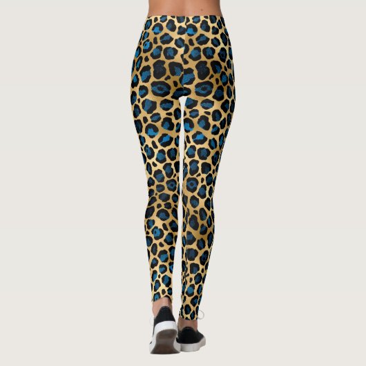 Ontwerp 4 van de blauw- en Gold-leopard-reeks Leggings (Achterkant)