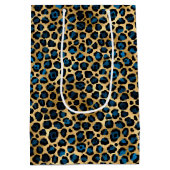 Ontwerp 4 van de blauw- en Gold-leopard-reeks Medium Cadeauzakje (Achterkant)