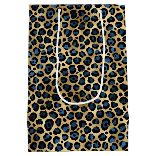 Ontwerp 4 van de blauw- en Gold-leopard-reeks Medium Cadeauzakje (Achterkant)