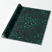 Ontwerp 4 van de blauwgroen en Gold Leopard-reeks Cadeaupapier (Uitgerold)