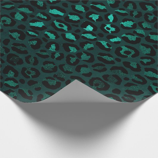 Ontwerp 4 van de blauwgroen en Gold Leopard-reeks Cadeaupapier (Hoek)