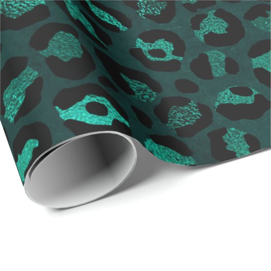 Ontwerp 4 van de blauwgroen en Gold Leopard-reeks Cadeaupapier (Rol Hoek)