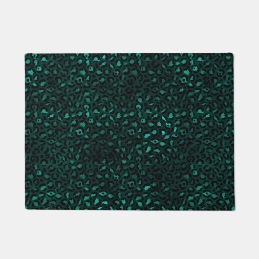 Ontwerp 4 van de blauwgroen en Gold Leopard-reeks Deurmat (Voorkant)