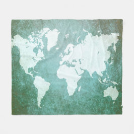 Ontwerp 55 Groene Wereldkaart Fleece Deken
