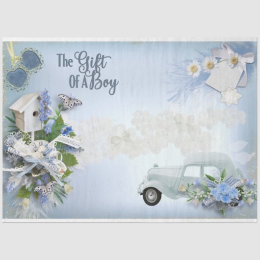 Ontwerp 5 van de Baby Boy Series Tissuepapier (Voorkant)