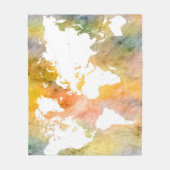 Ontwerp 63 wereldkaart oranje fleece deken (Voorkant)