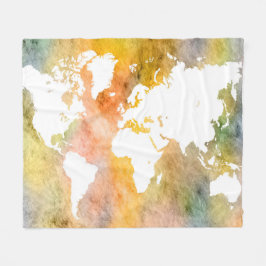 Ontwerp 63 wereldkaart oranje fleece deken