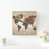 Ontwerp 64-wereldkaart vierkante klok (Huis)