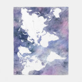Ontwerp 65 blauwe wereldkaart fleece deken (Voorkant)